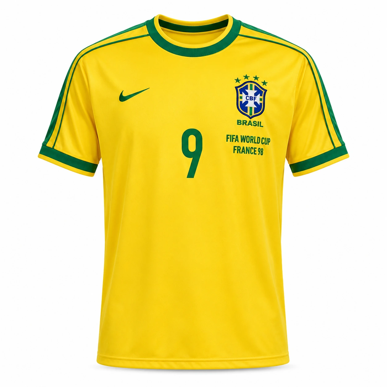 Camiseta retro Brasil 1998 Ronaldo Nazario #9